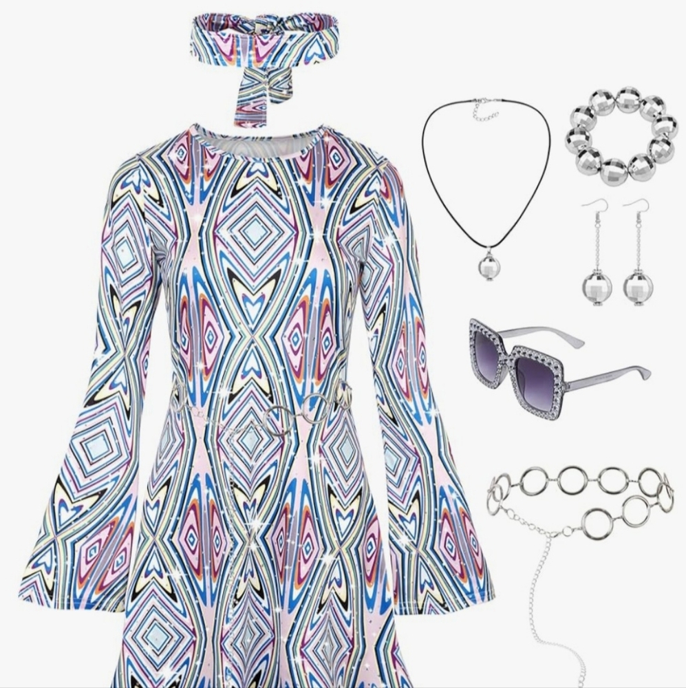 1970s Disco Bling Mini Dress Costume
